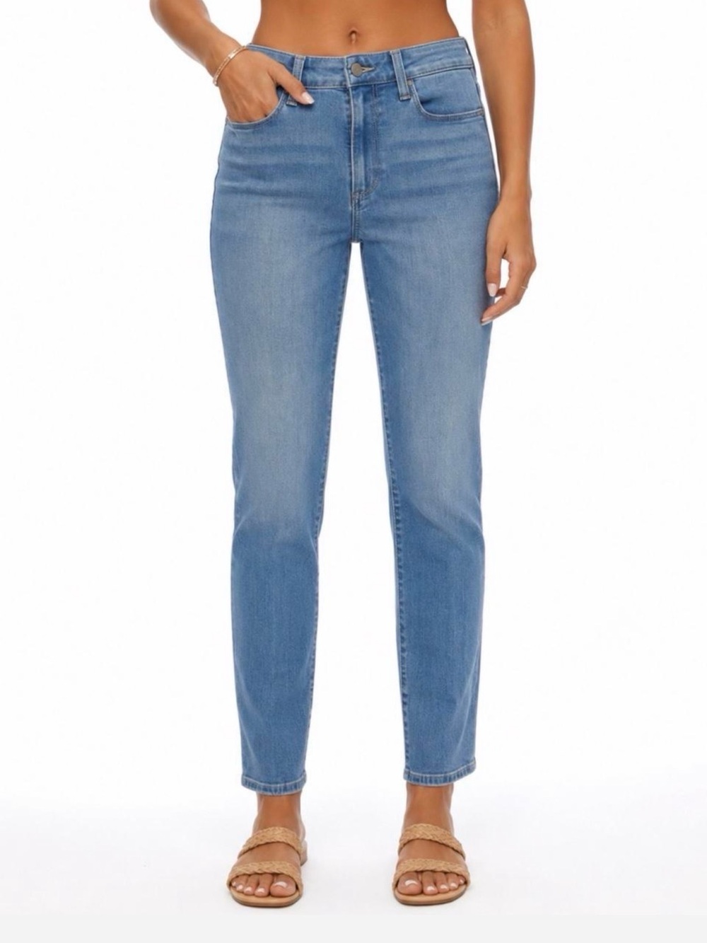 PAIGE Hoxton Slim Crop Jeans – Size 27 – Medium Wash Stretch Denim